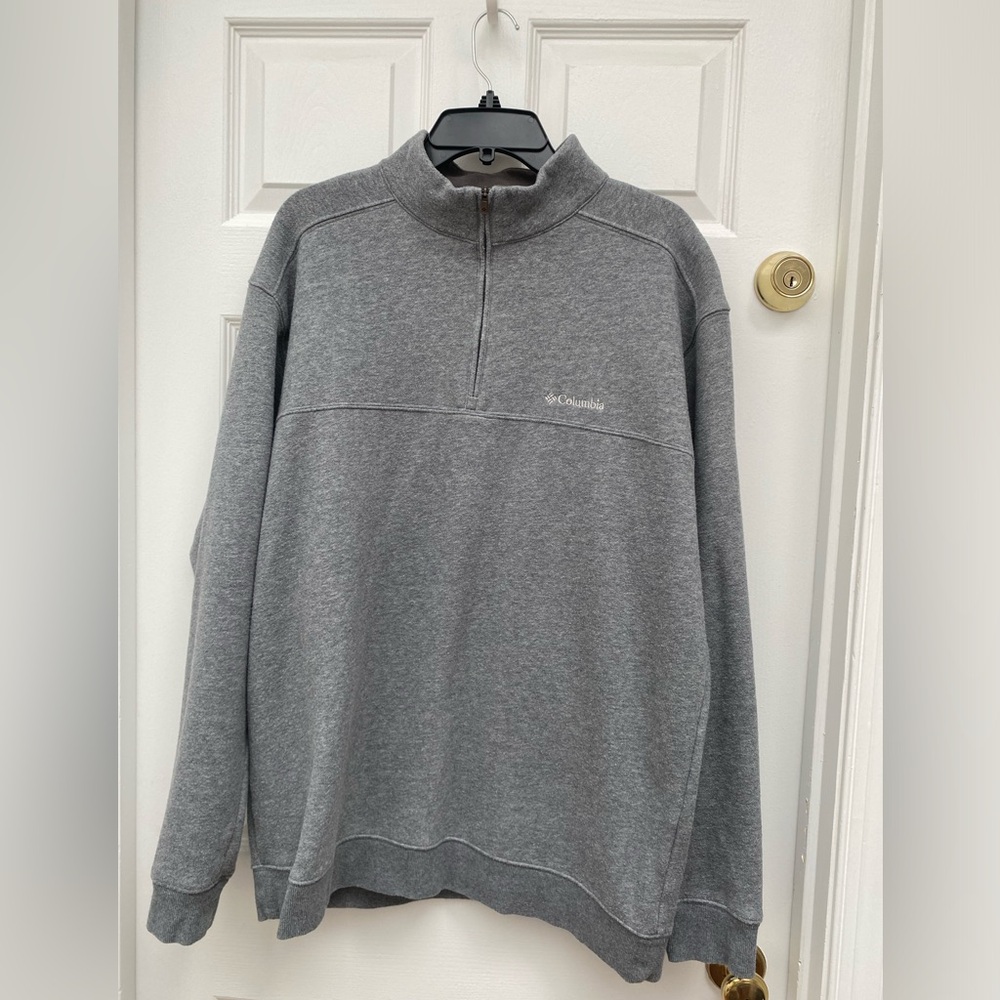 Columbia Men's Quarter Zip-Up Gray Sweater - Size XL
